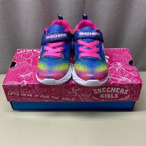 Sparkly Skechers Velcro Sneakers Size 9 Toddler Pink, Yellow, Blue